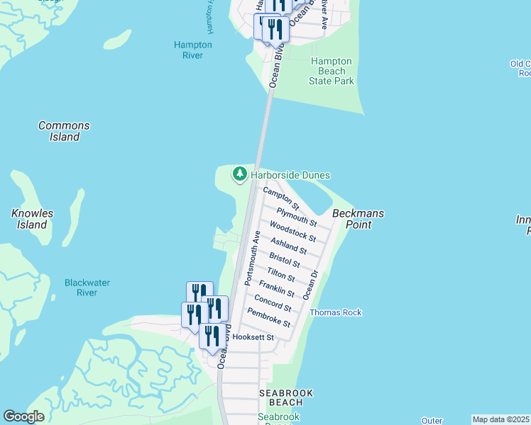 map of restaurants, bars, coffee shops, grocery stores, and more near 397 Portsmouth Avenue in Seabrook