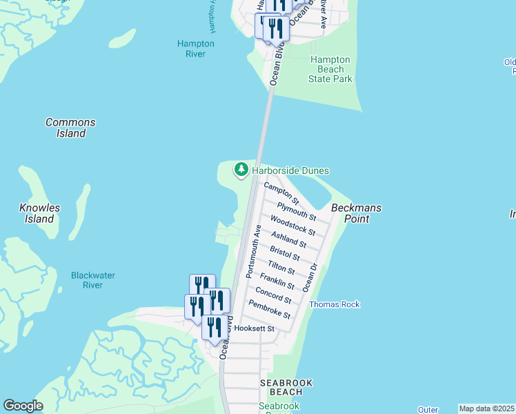map of restaurants, bars, coffee shops, grocery stores, and more near 397 Portsmouth Avenue in Seabrook