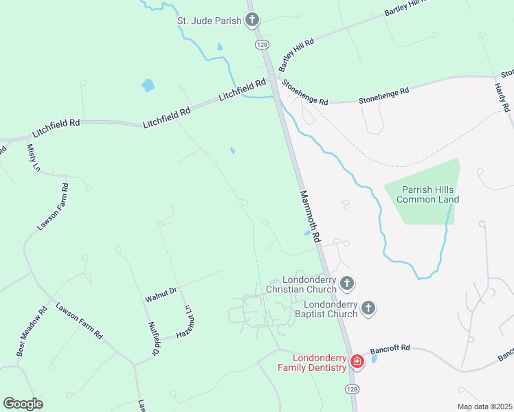 map of restaurants, bars, coffee shops, grocery stores, and more near 25 Kelley Road in Londonderry