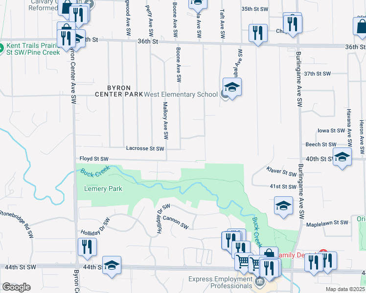 map of restaurants, bars, coffee shops, grocery stores, and more near 2011 Lacrosse Street Southwest in Wyoming