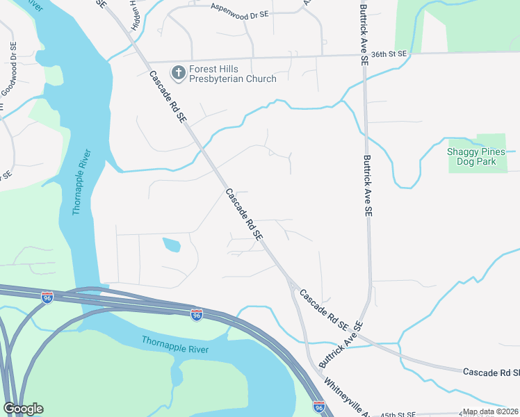 map of restaurants, bars, coffee shops, grocery stores, and more near 7681 Cascade Rd SE in Grand Rapids