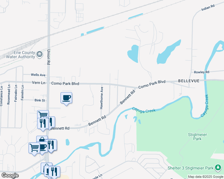 map of restaurants, bars, coffee shops, grocery stores, and more near 4 Homewood Avenue in Cheektowaga
