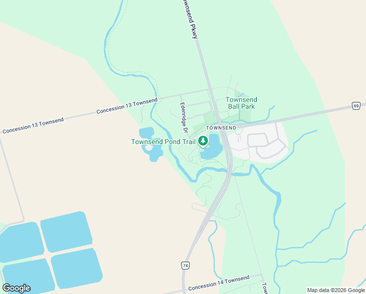 map of restaurants, bars, coffee shops, grocery stores, and more near 3 Trailside Drive in Haldimand