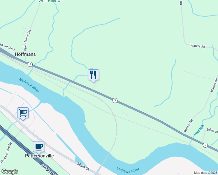 map of restaurants, bars, coffee shops, grocery stores, and more near 6610 Amsterdam Road in Schenectady