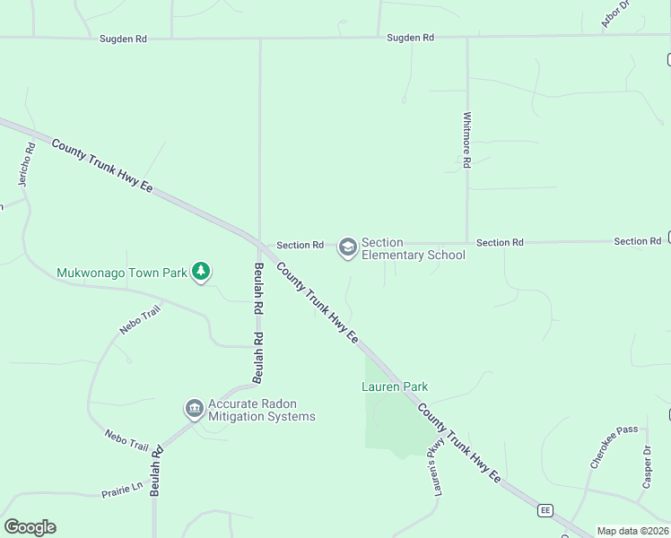 map of restaurants, bars, coffee shops, grocery stores, and more near W318S8430 Valley Court Road in Mukwonago