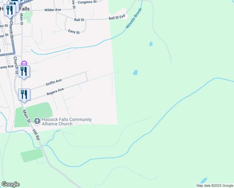 map of restaurants, bars, coffee shops, grocery stores, and more near 17 Ashley Drive in Hoosick Falls