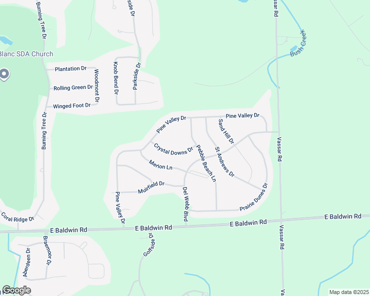 map of restaurants, bars, coffee shops, grocery stores, and more near 6299 Crystal Downs Drive in Grand Blanc