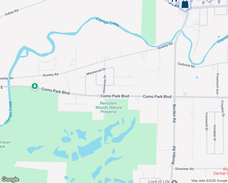 map of restaurants, bars, coffee shops, grocery stores, and more near 1160 Como Park Blvd in Depew