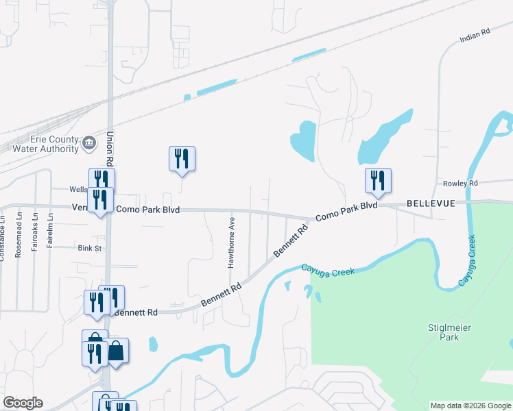 map of restaurants, bars, coffee shops, grocery stores, and more near 145 Homewood Avenue in Cheektowaga