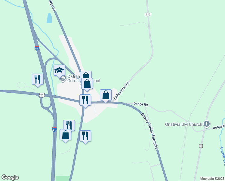 map of restaurants, bars, coffee shops, grocery stores, and more near 2509 Lafayette Road in LaFayette
