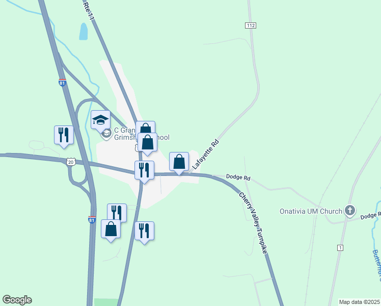 map of restaurants, bars, coffee shops, grocery stores, and more near 2509 Lafayette Rd in LaFayette