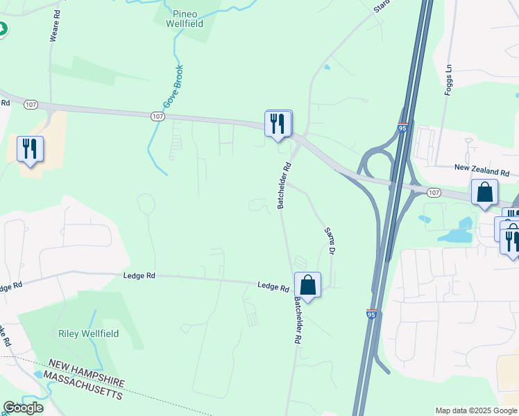 map of restaurants, bars, coffee shops, grocery stores, and more near 24 Batchelder Road in Seabrook