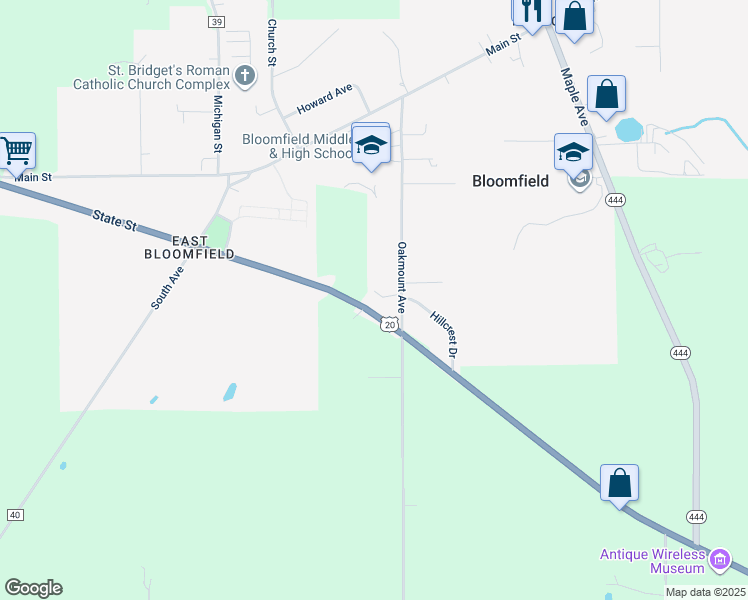map of restaurants, bars, coffee shops, grocery stores, and more near 33 Oakmount Avenue in Bloomfield