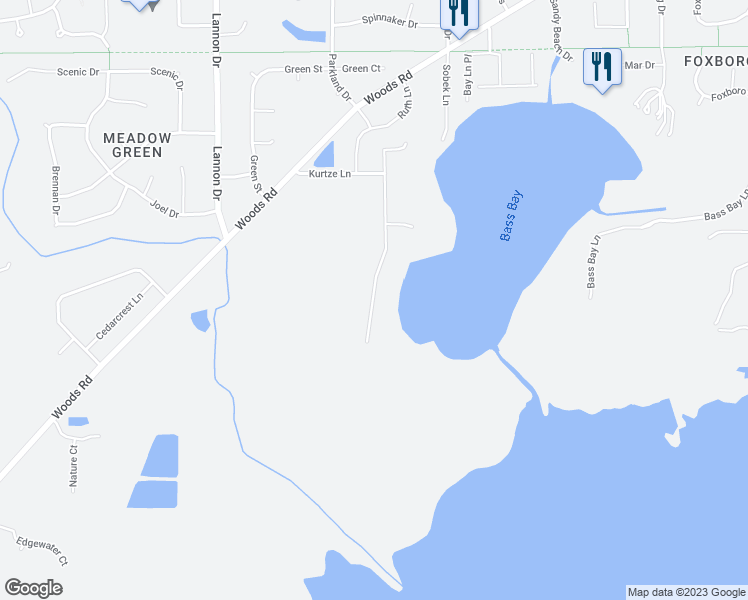 map of restaurants, bars, coffee shops, grocery stores, and more near 8304 Kurtze Lane in Muskego