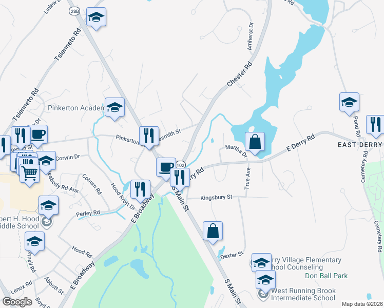 map of restaurants, bars, coffee shops, grocery stores, and more near 7 Chester Road in Derry