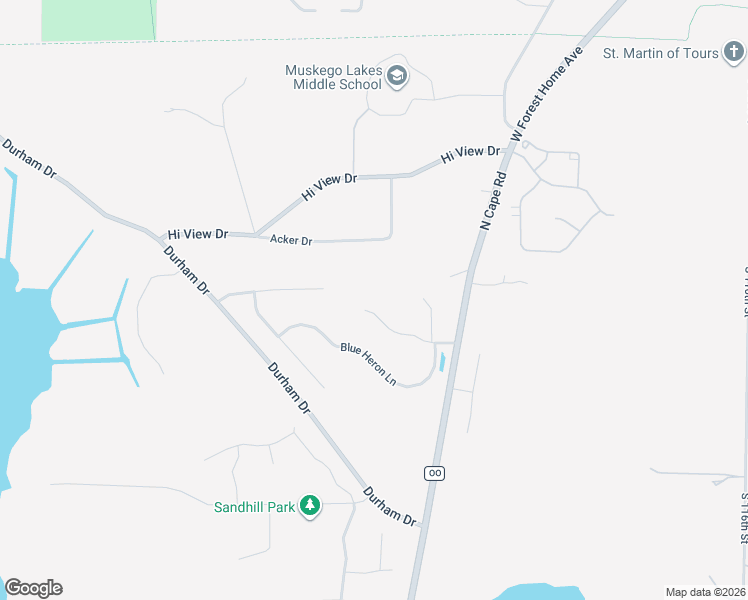 map of restaurants, bars, coffee shops, grocery stores, and more near S84W12892 Schaefer Drive in Muskego