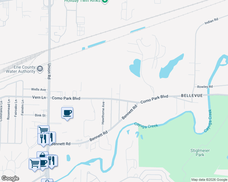 map of restaurants, bars, coffee shops, grocery stores, and more near 145 Homewood Avenue in Cheektowaga