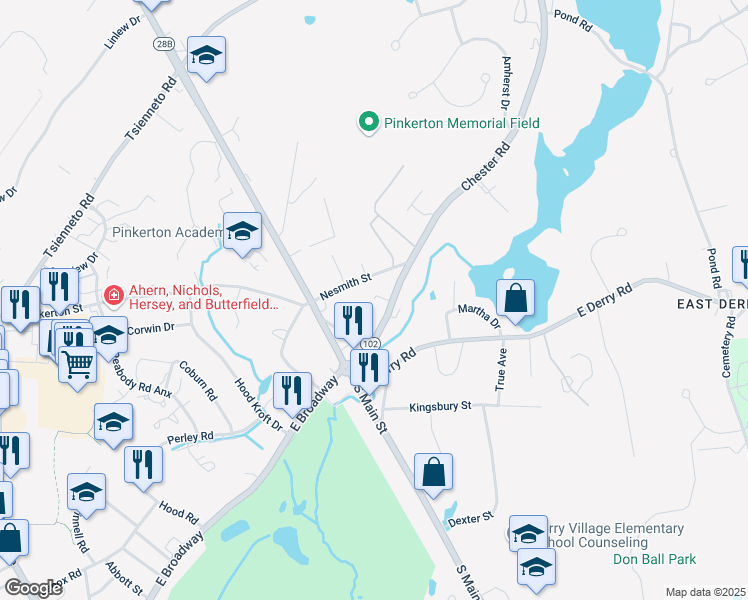 map of restaurants, bars, coffee shops, grocery stores, and more near 12 Chester Road in Derry