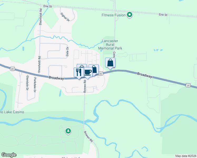 map of restaurants, bars, coffee shops, grocery stores, and more near 5844 Brookhaven Lane in Lancaster