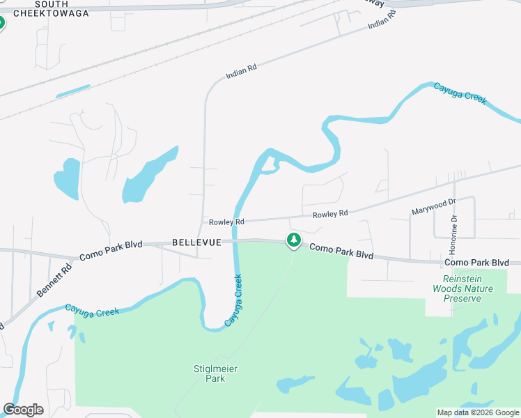 map of restaurants, bars, coffee shops, grocery stores, and more near 100 Rowley Road in Buffalo