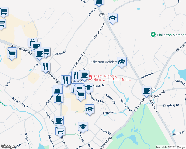 map of restaurants, bars, coffee shops, grocery stores, and more near 2 Bristol Court in Derry