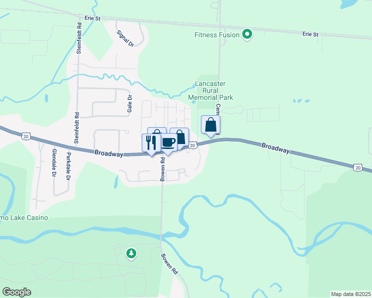 map of restaurants, bars, coffee shops, grocery stores, and more near 5844 Brookhaven Lane in Lancaster