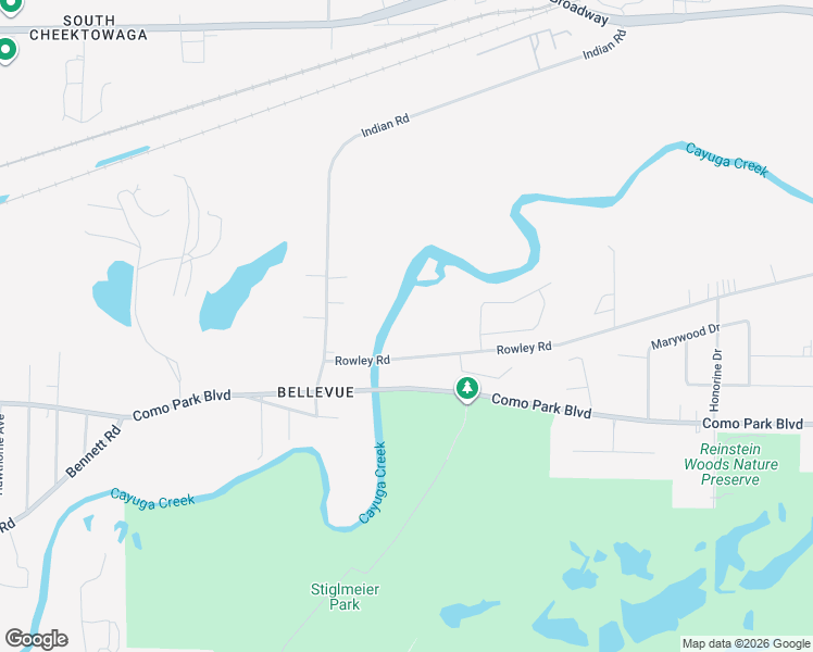 map of restaurants, bars, coffee shops, grocery stores, and more near 100 Rowley Road in Buffalo