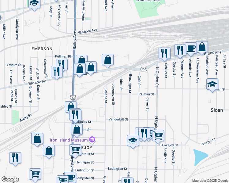 map of restaurants, bars, coffee shops, grocery stores, and more near 388 Longnecker Street in Buffalo
