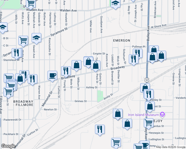 map of restaurants, bars, coffee shops, grocery stores, and more near in Sloan