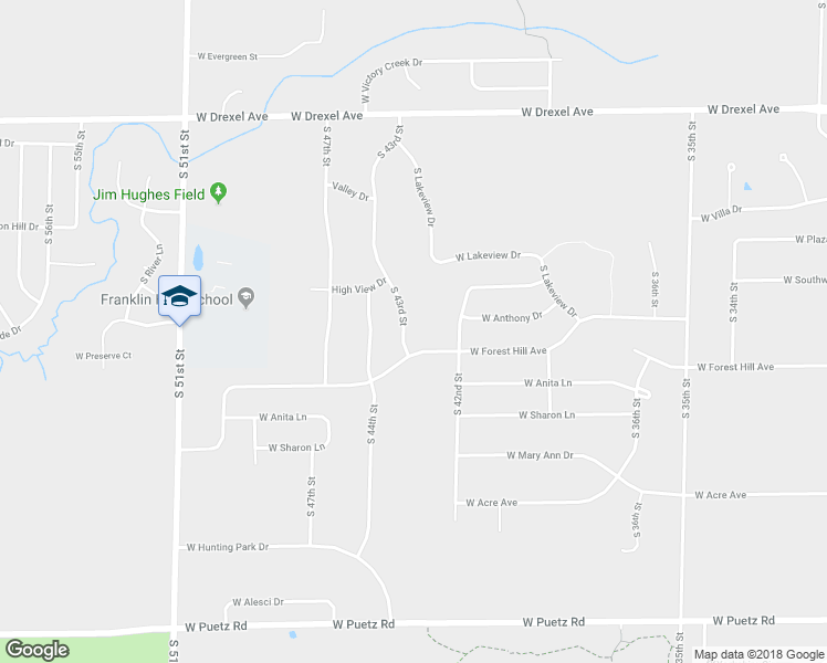 map of restaurants, bars, coffee shops, grocery stores, and more near 8240 South 43rd Street in Franklin