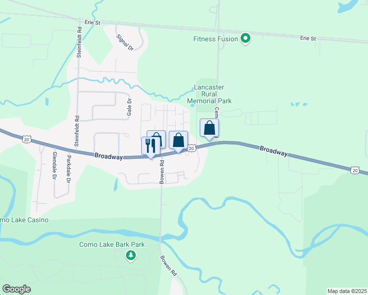 map of restaurants, bars, coffee shops, grocery stores, and more near 5844 Brookhaven Lane in Lancaster