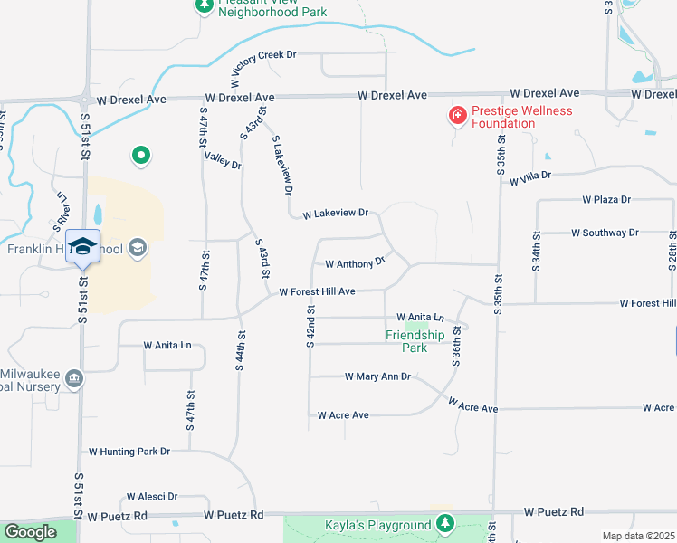 map of restaurants, bars, coffee shops, grocery stores, and more near 4015 West Anthony Drive in Franklin