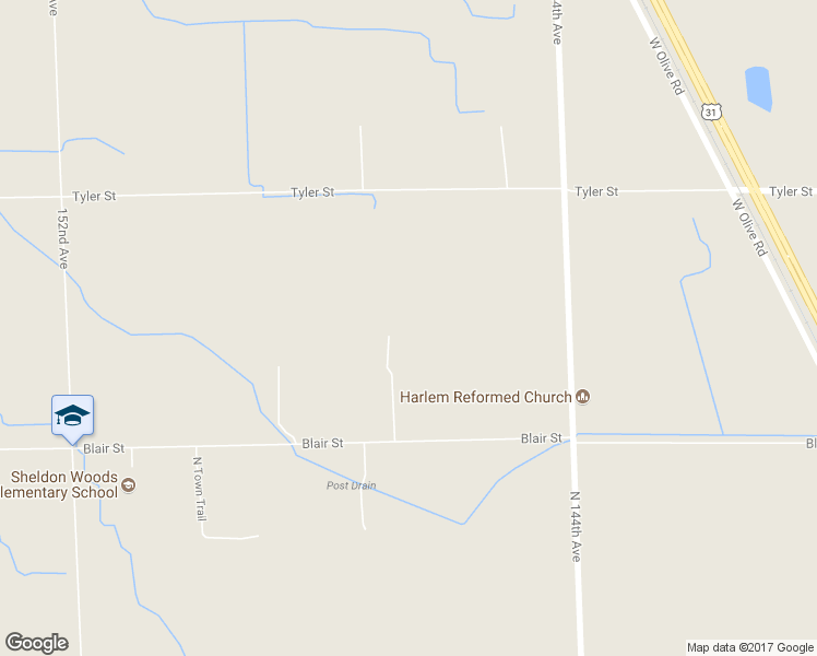 map of restaurants, bars, coffee shops, grocery stores, and more near 6960 Jennifer Drive in Holland