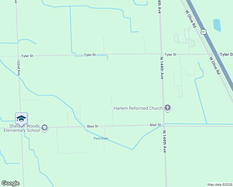 map of restaurants, bars, coffee shops, grocery stores, and more near 6960 Jennifer Drive in Holland