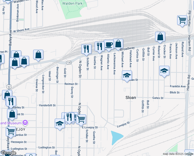 map of restaurants, bars, coffee shops, grocery stores, and more near 264 Reiman Street in Buffalo