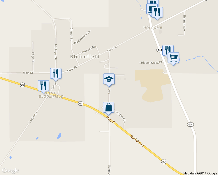 map of restaurants, bars, coffee shops, grocery stores, and more near 21 Oakmount Avenue in Bloomfield