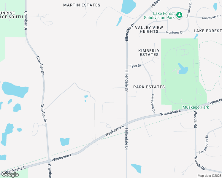 map of restaurants, bars, coffee shops, grocery stores, and more near W208S8119 Hillendale Drive in Muskego