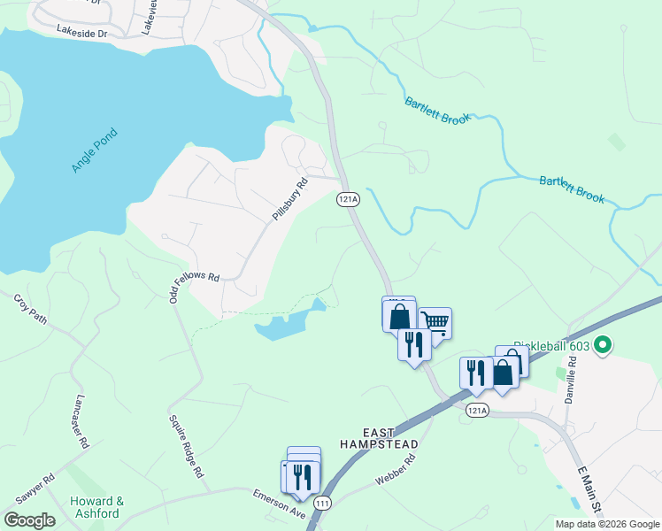 map of restaurants, bars, coffee shops, grocery stores, and more near 88 Linden Drive in Hampstead