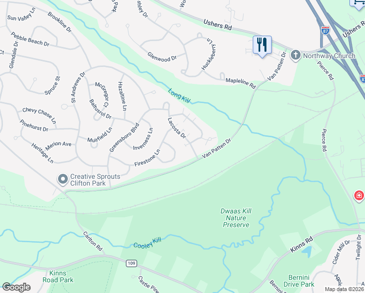 map of restaurants, bars, coffee shops, grocery stores, and more near 5A Lacosta Drive in Saratoga County