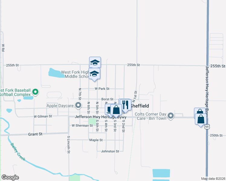map of restaurants, bars, coffee shops, grocery stores, and more near 316 Borst Street in Sheffield
