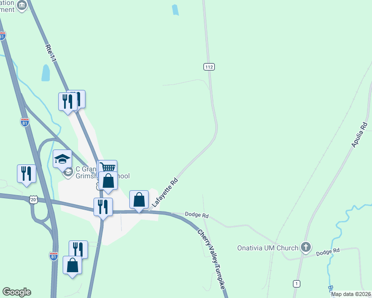 map of restaurants, bars, coffee shops, grocery stores, and more near 2559 Lafayette Road in LaFayette