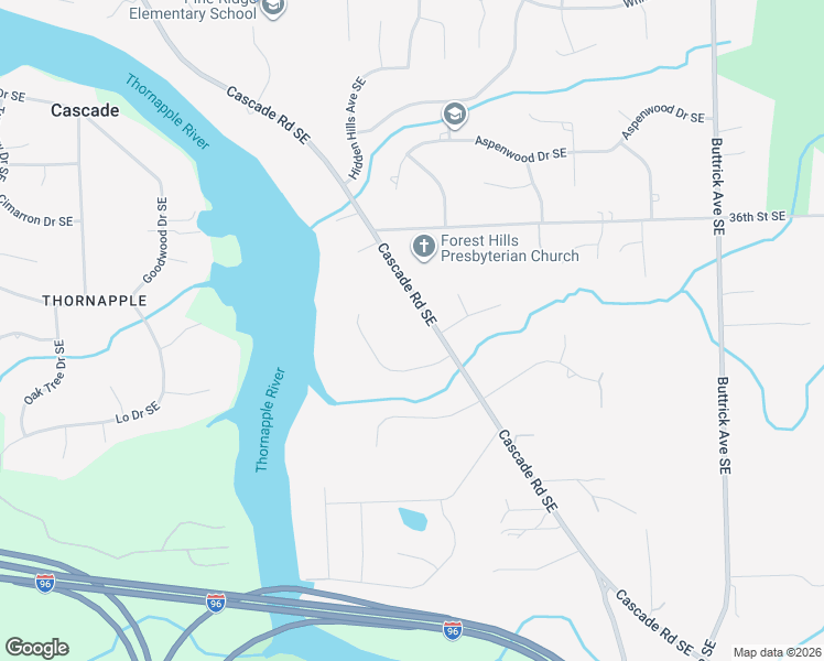 map of restaurants, bars, coffee shops, grocery stores, and more near 7515 Whispering Ridge Street Southeast in Grand Rapids