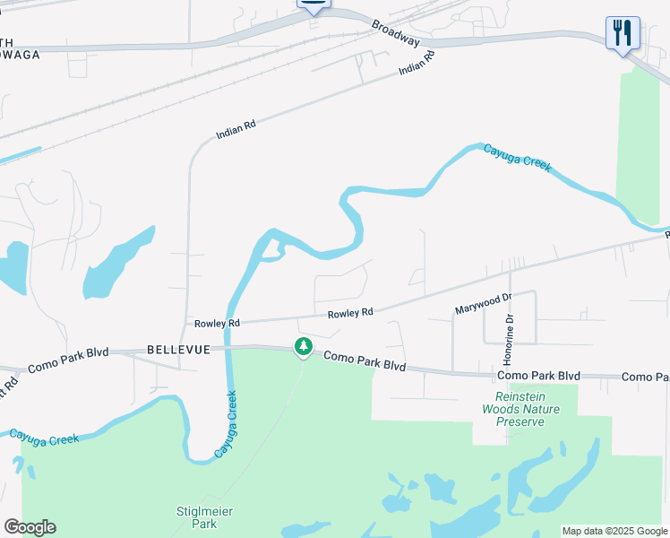 map of restaurants, bars, coffee shops, grocery stores, and more near 4 Deer Trail in Buffalo
