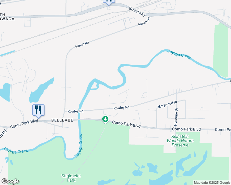 map of restaurants, bars, coffee shops, grocery stores, and more near 4 Deer Trail in Buffalo