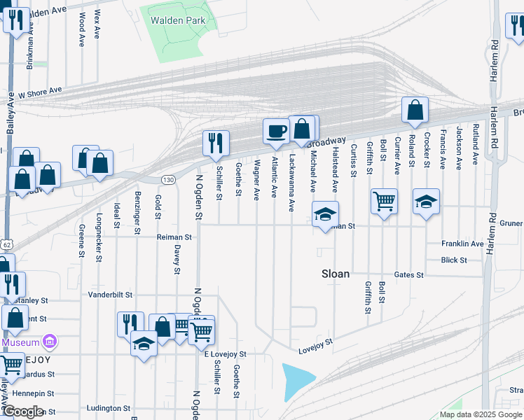map of restaurants, bars, coffee shops, grocery stores, and more near 295 Reiman Street in Buffalo