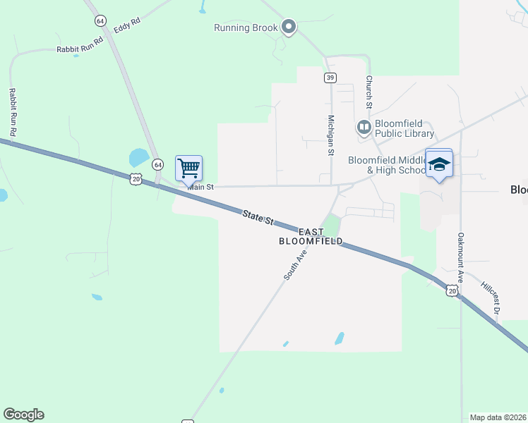 map of restaurants, bars, coffee shops, grocery stores, and more near 140 Main Street in Bloomfield