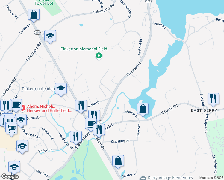 map of restaurants, bars, coffee shops, grocery stores, and more near 21 Chester Road in Derry
