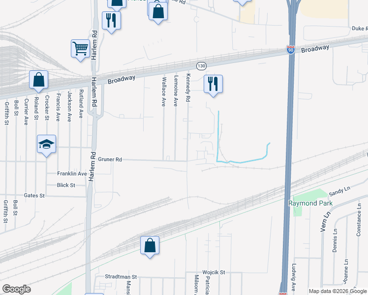 map of restaurants, bars, coffee shops, grocery stores, and more near 51 Lemoine Avenue in Buffalo