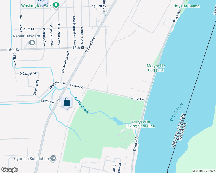 map of restaurants, bars, coffee shops, grocery stores, and more near 1975 Michigan Avenue in Marysville
