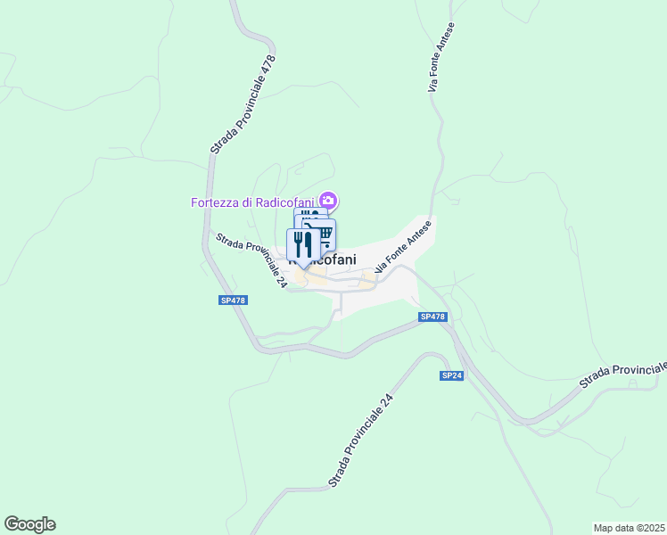 map of restaurants, bars, coffee shops, grocery stores, and more near 1A Piazza Beato Guglielmo in Radicofani